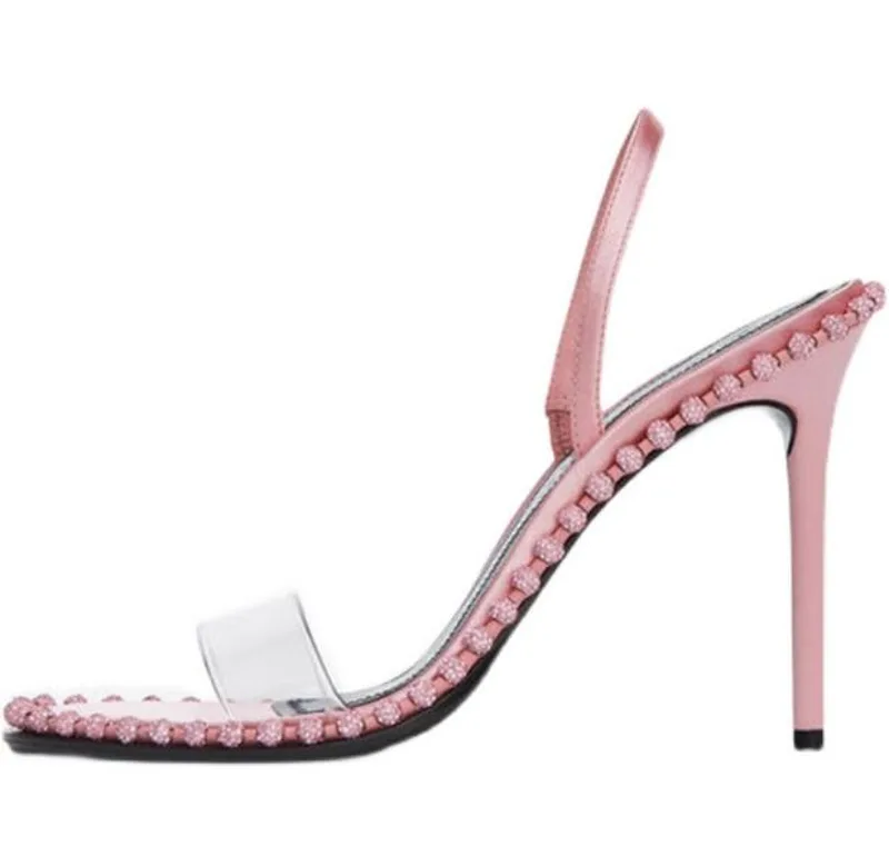 Clear Strap Heel - Estate Ragazze Rosa Nero Bianco Trasparente