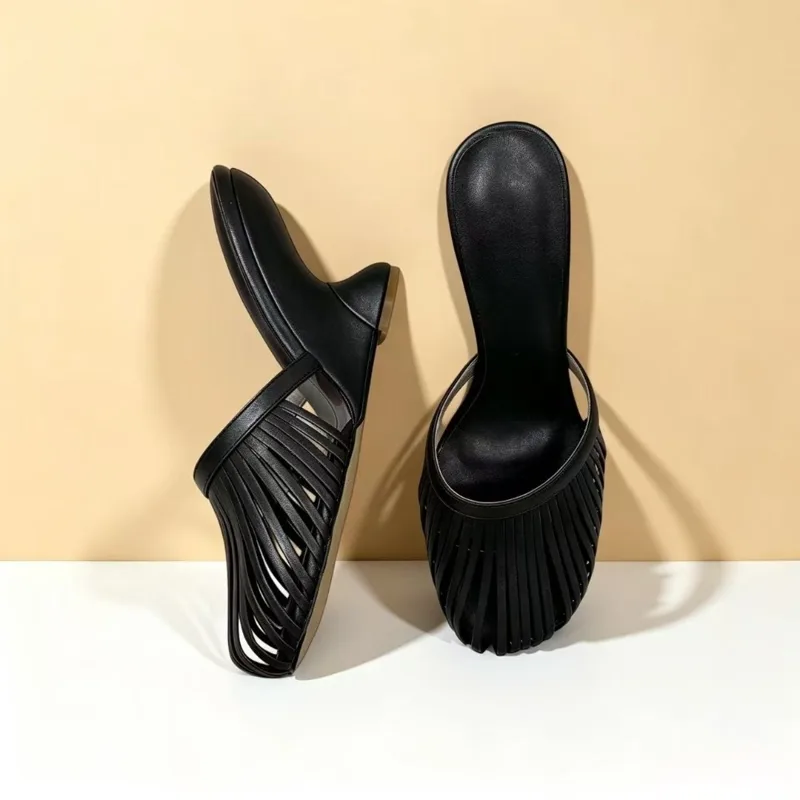 Metallic Heel Sandal - Sandali da festa con zeppa e