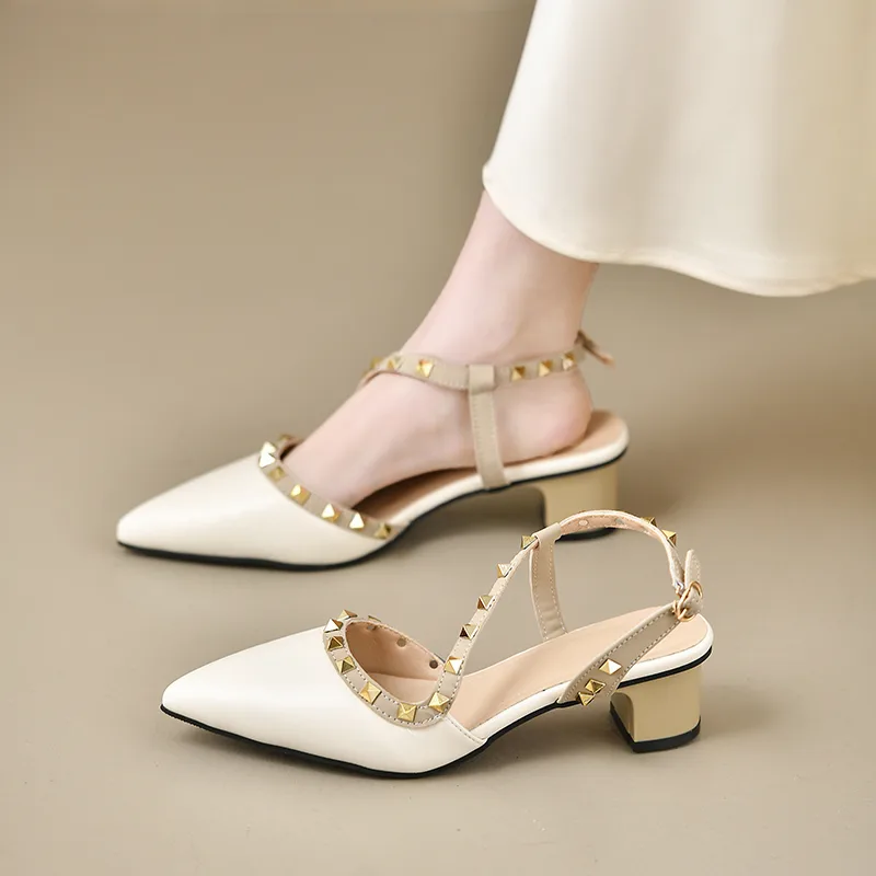Metallic Heel Sandal - Sandali da donna alla moda con