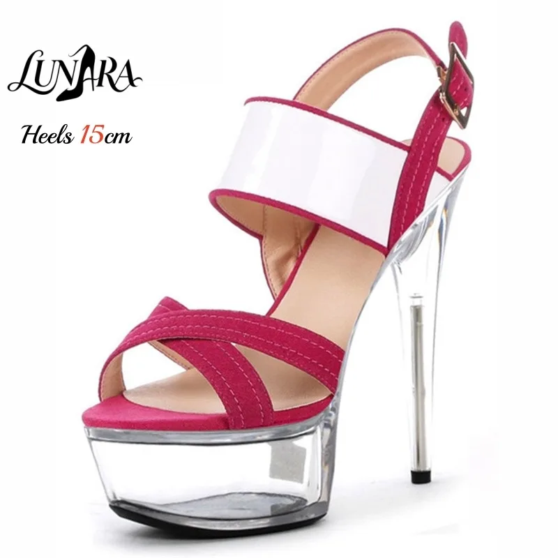 Clear Strap Heel - Sandali con Plateau Trasparente 15cm/6 Pollici,