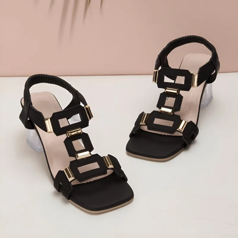 Clear Strap Heel - Sandali Eleganti con Tacco a Blocco