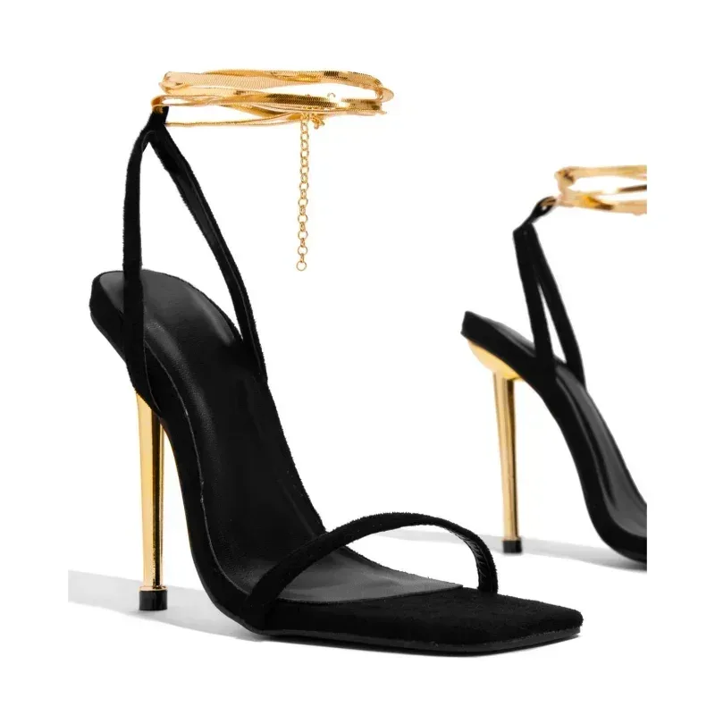 Metallic Heel Sandal - Sandali Sexy da Donna con Tacco