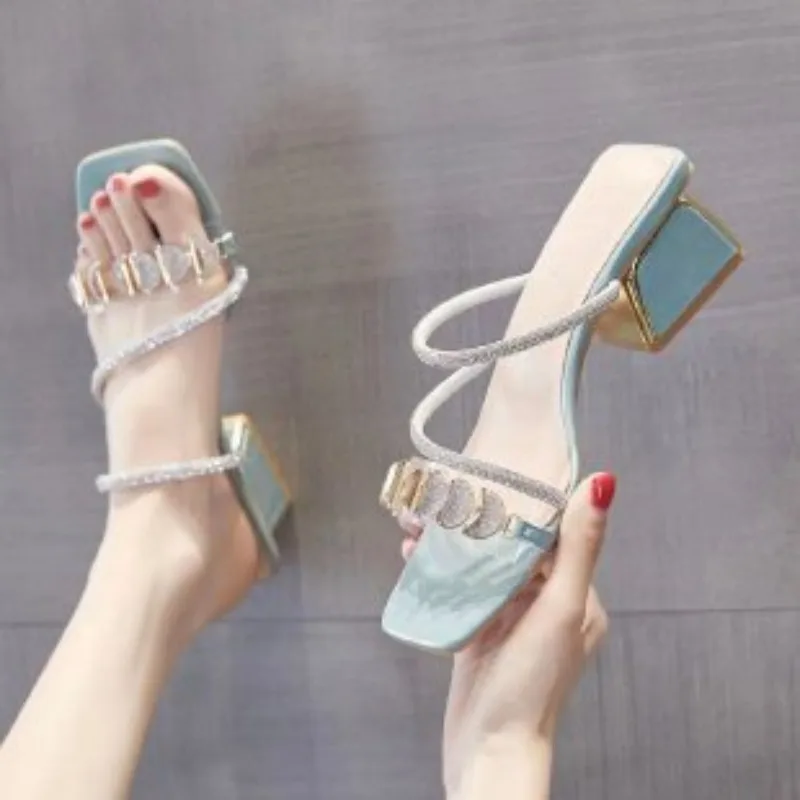 Clear Strap Heel - Sandali Estivi da Donna con Strass