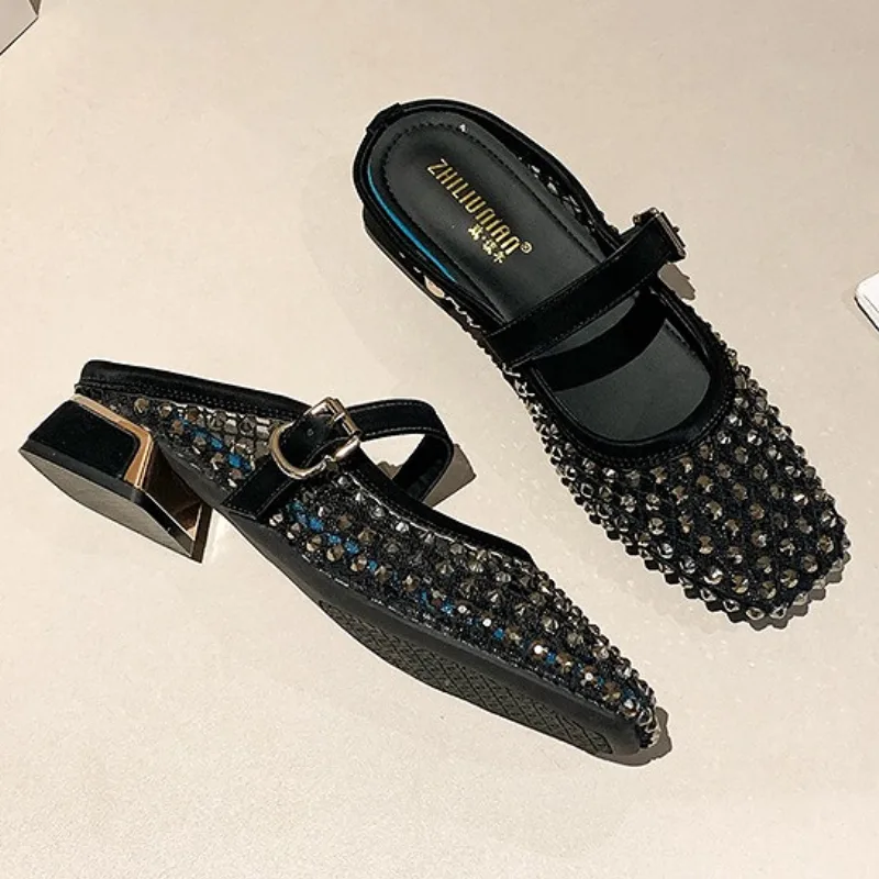 Pantofole con tacco grosso con - Women Shoes Sandals recensione e prezzo